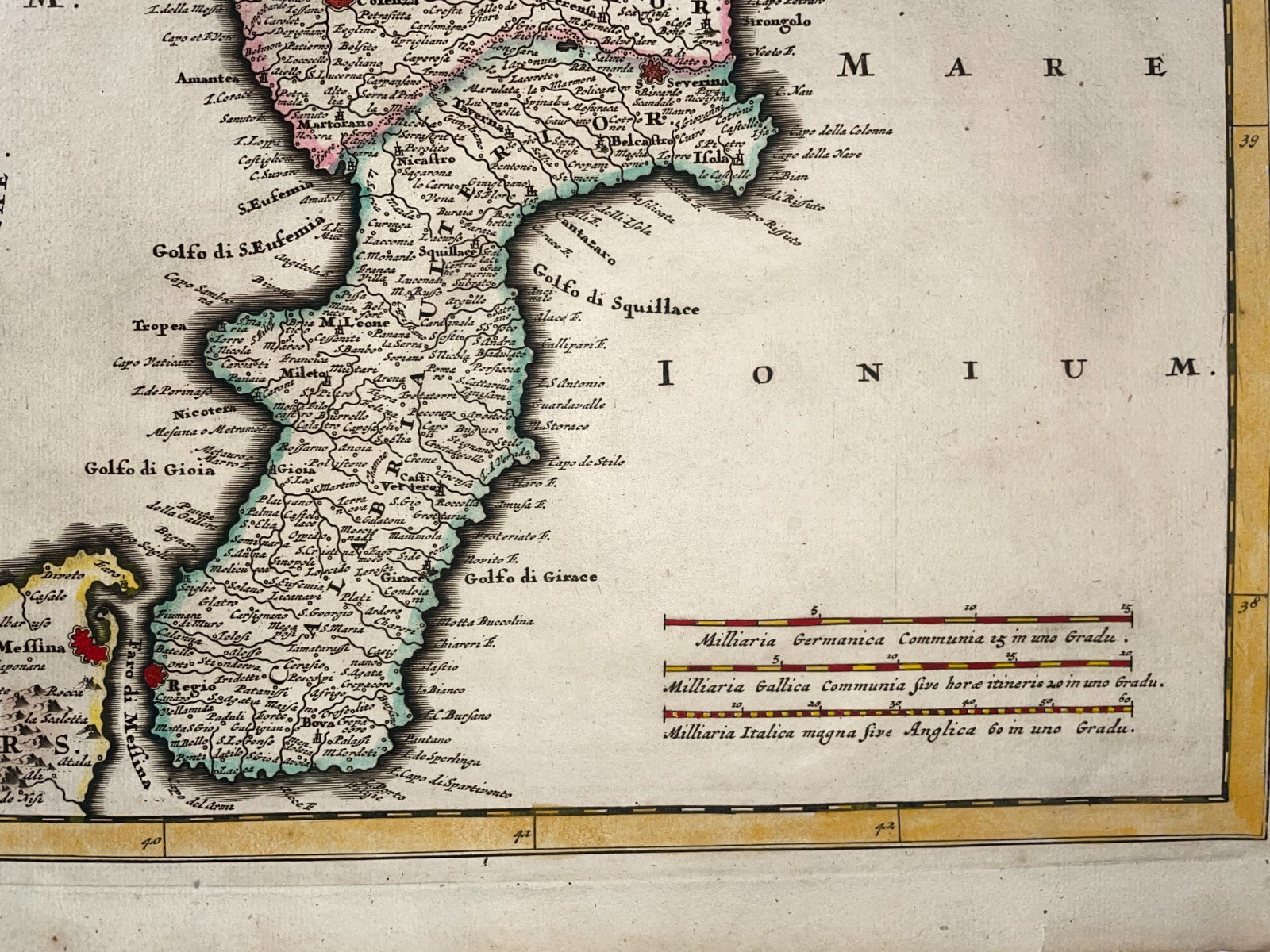 ITALY KINGDOM OF NAPLES SICILY c. 1680 JUSTUS DANCKERTS LARGE ANTIQUE MAP