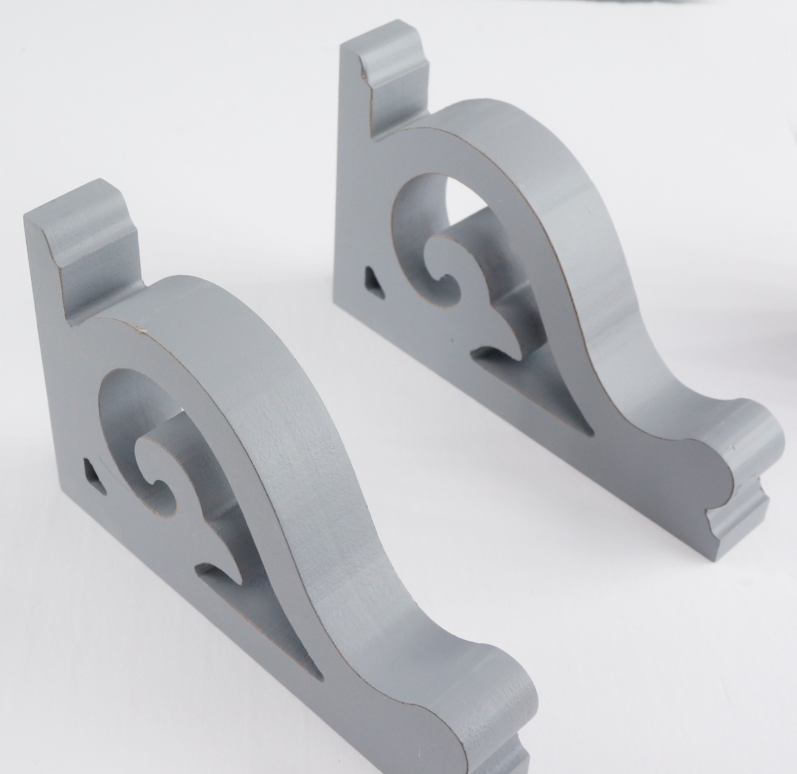 Pair Distressed Gray Wood Corbels Shelf Brackets Rustic Farmhouse 5″ x 1.2 x 7.5
