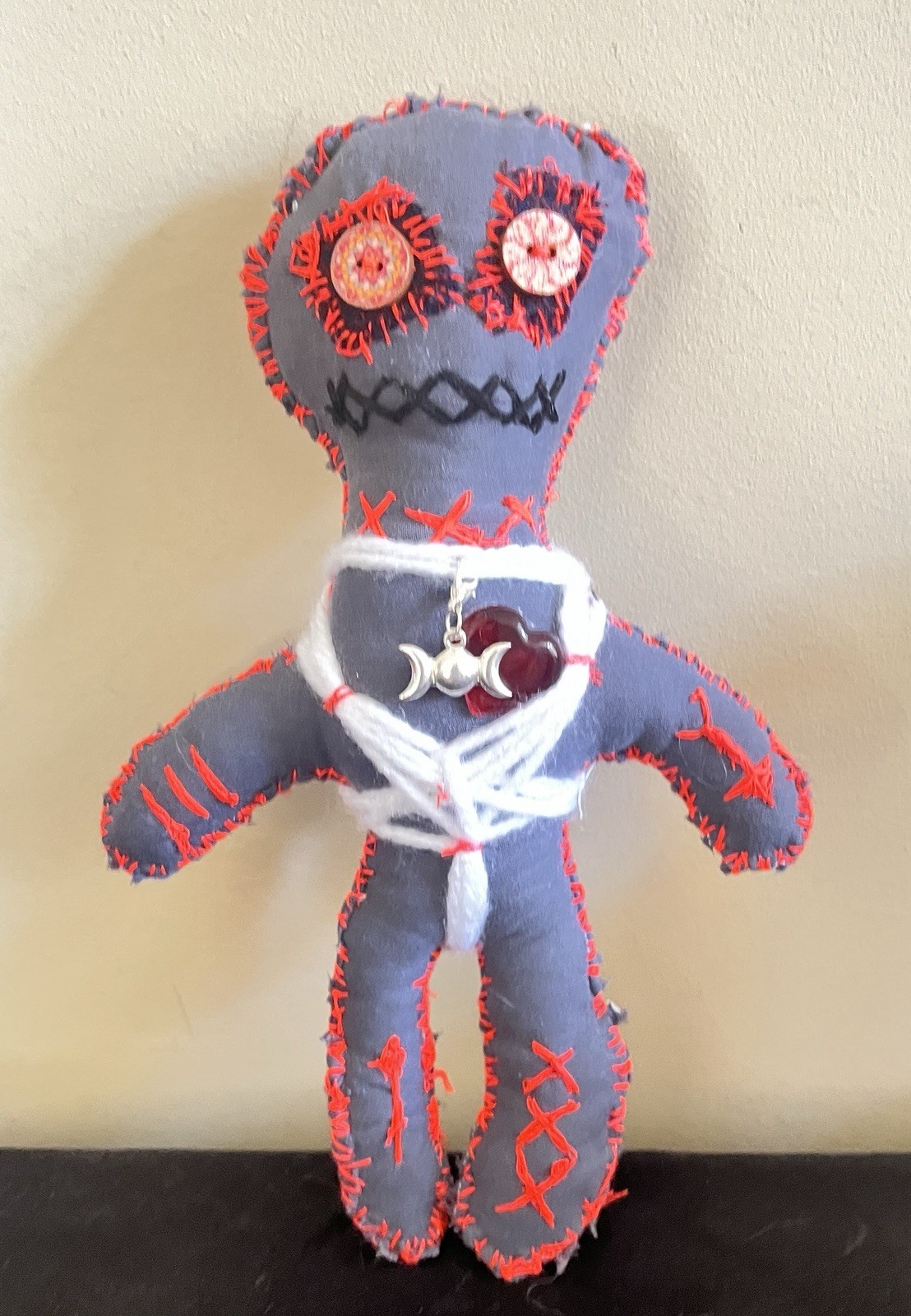 Voodoo OOAK Handmade textile & Rag Primitive Collectors Art Doll Hand Stitched