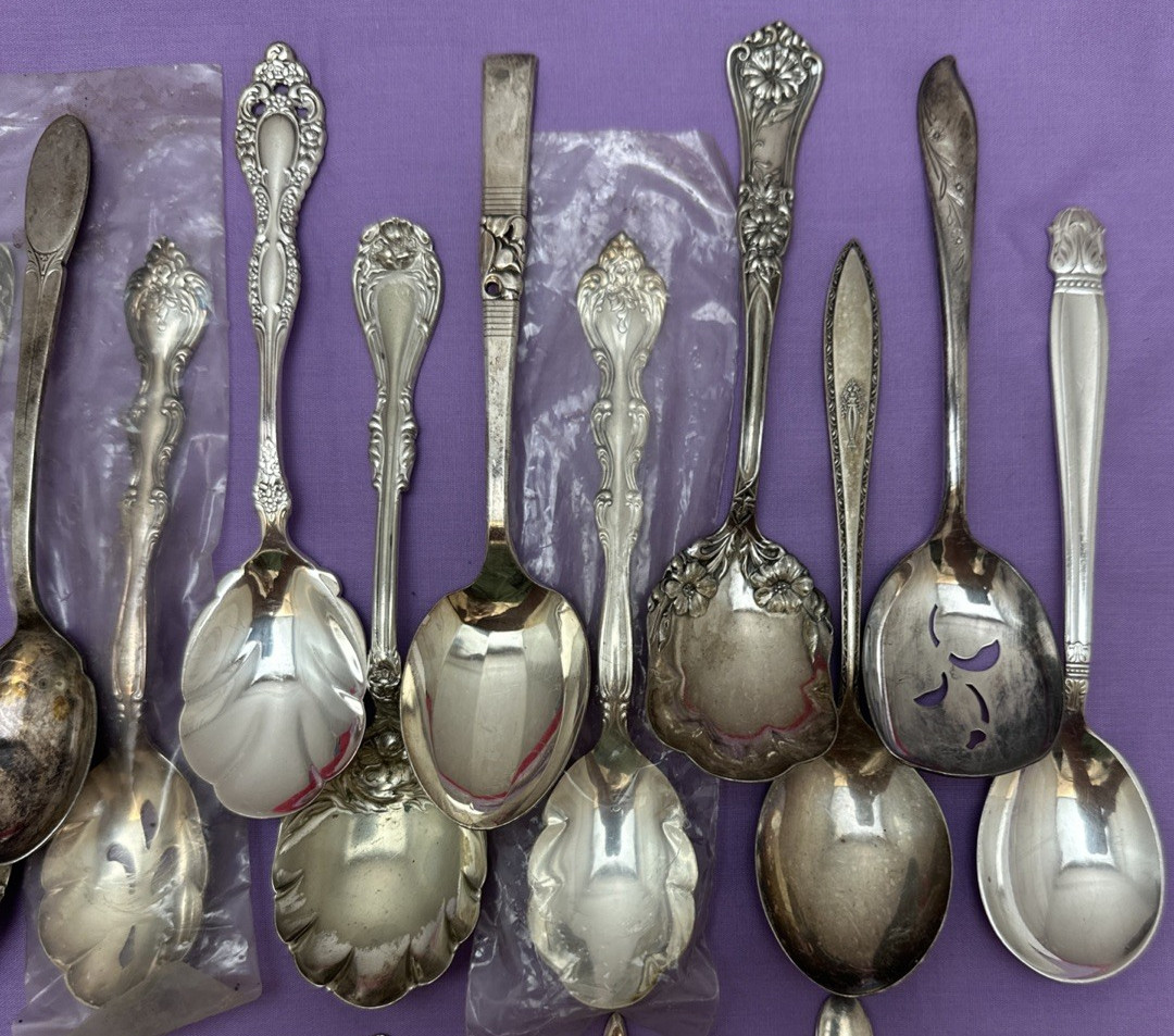 30 Pc Antique to Vintage Mix Silverplated SUGAR SPOONS SHELLS SHOVELS & SIFTERS