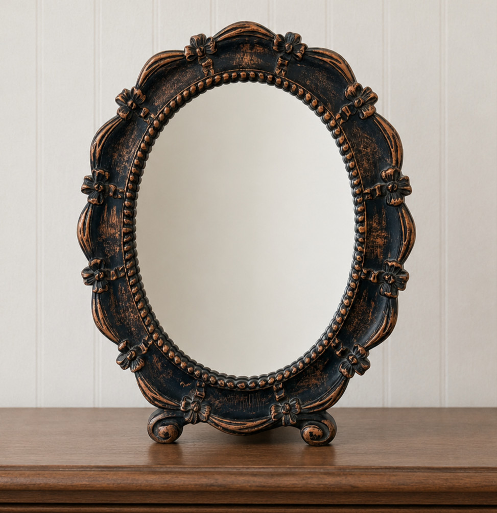 Vintage 1963 Coppercraft Guild Dart Industries Oval Mirror Copper Plastic 13×10