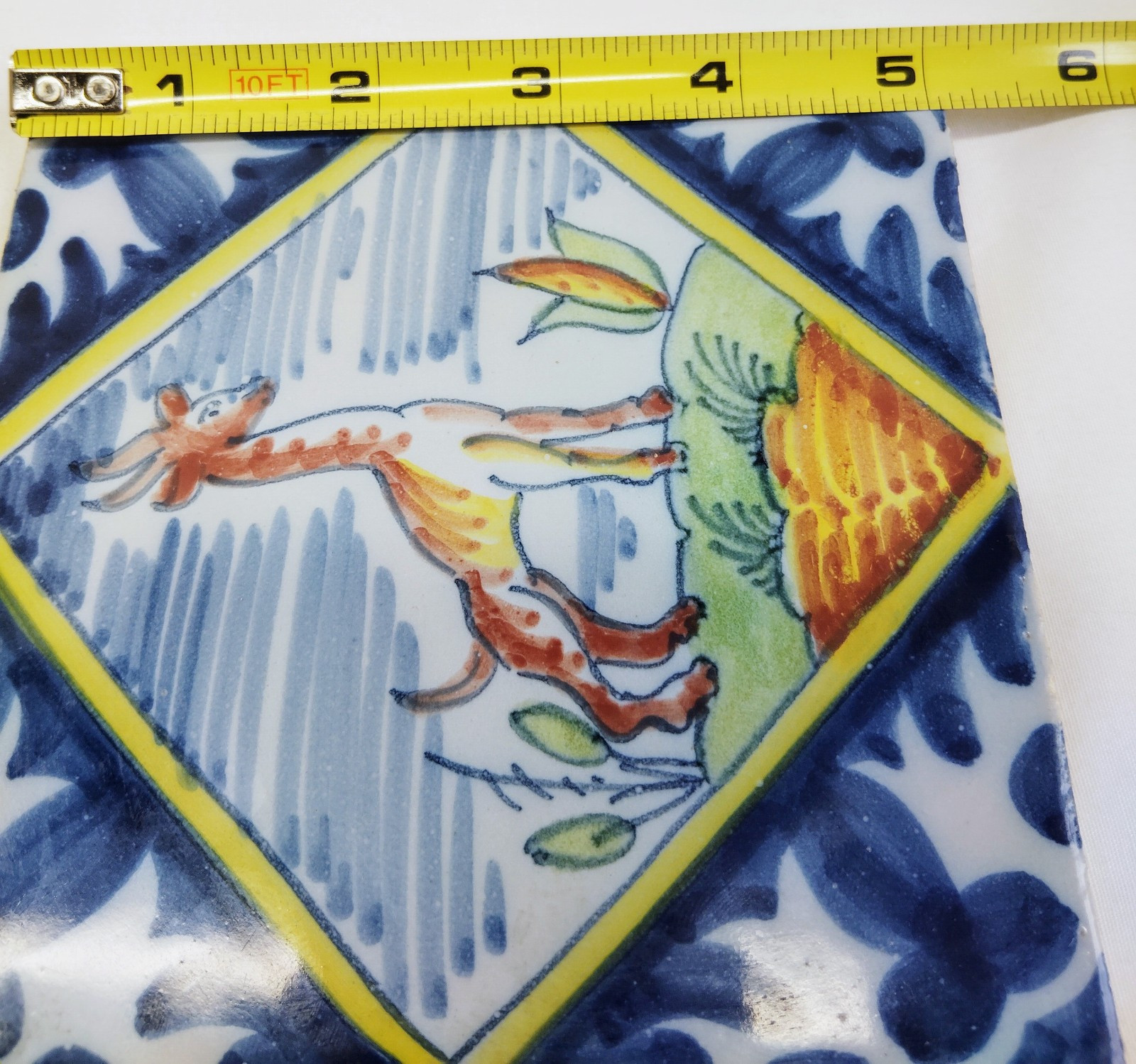 Antique Original Polychrome Makkum Tichelaar Tile Netherlands Thick Heavy NICE !