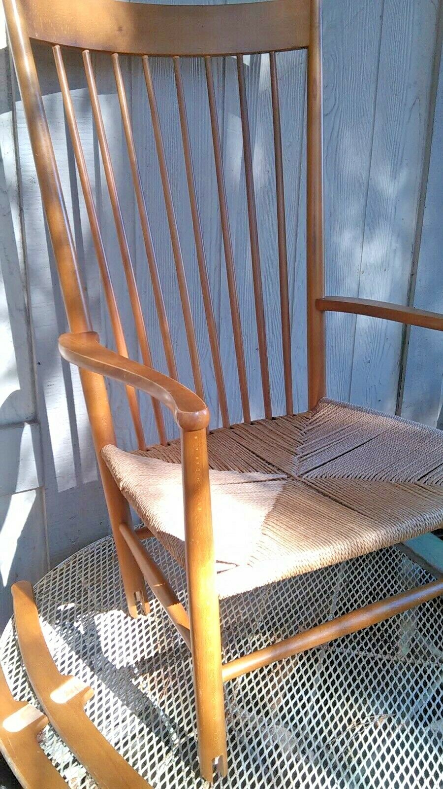 MID CENTURY DANISH MODERN BEECH J16 ROCKING CHAIR by HANS WEGNER for FREDERICIA