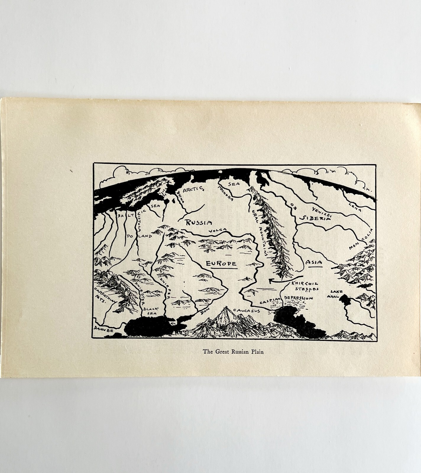 1932 Great Russian Plain Siberia Interpretive Map Print Van Loon Geography Art