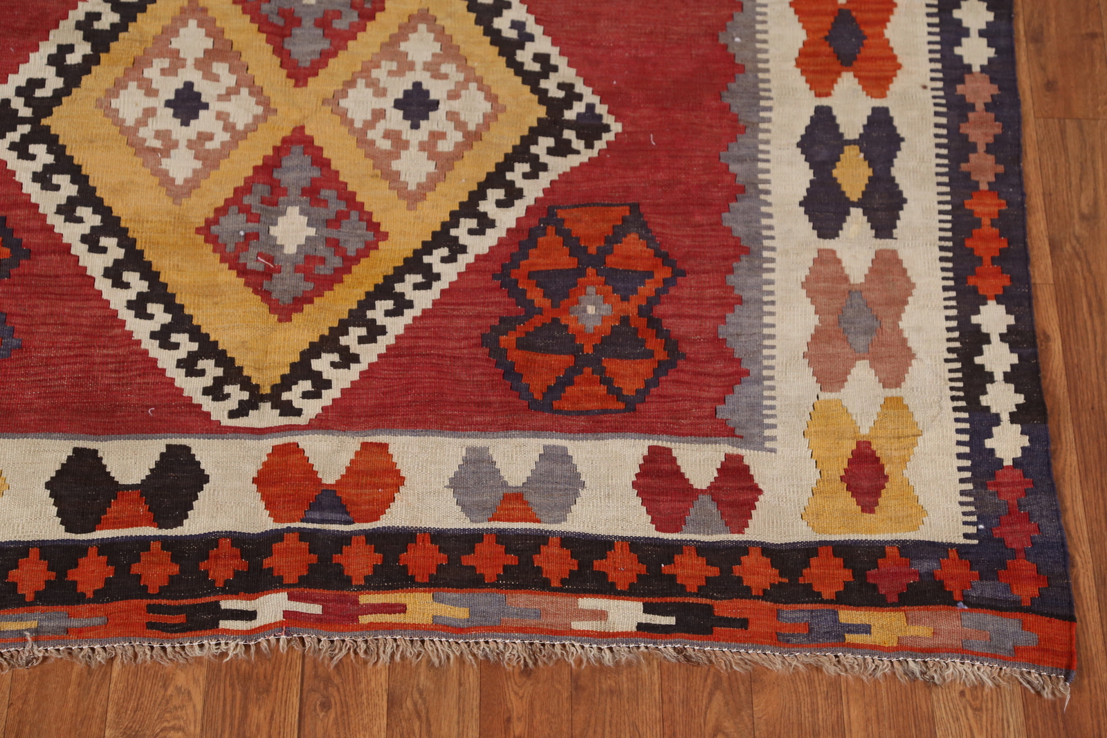 Nomad Vegetable Dye Kilim Flat-weave Semi-Antique Rug Wool Reversible Carpet 5×8