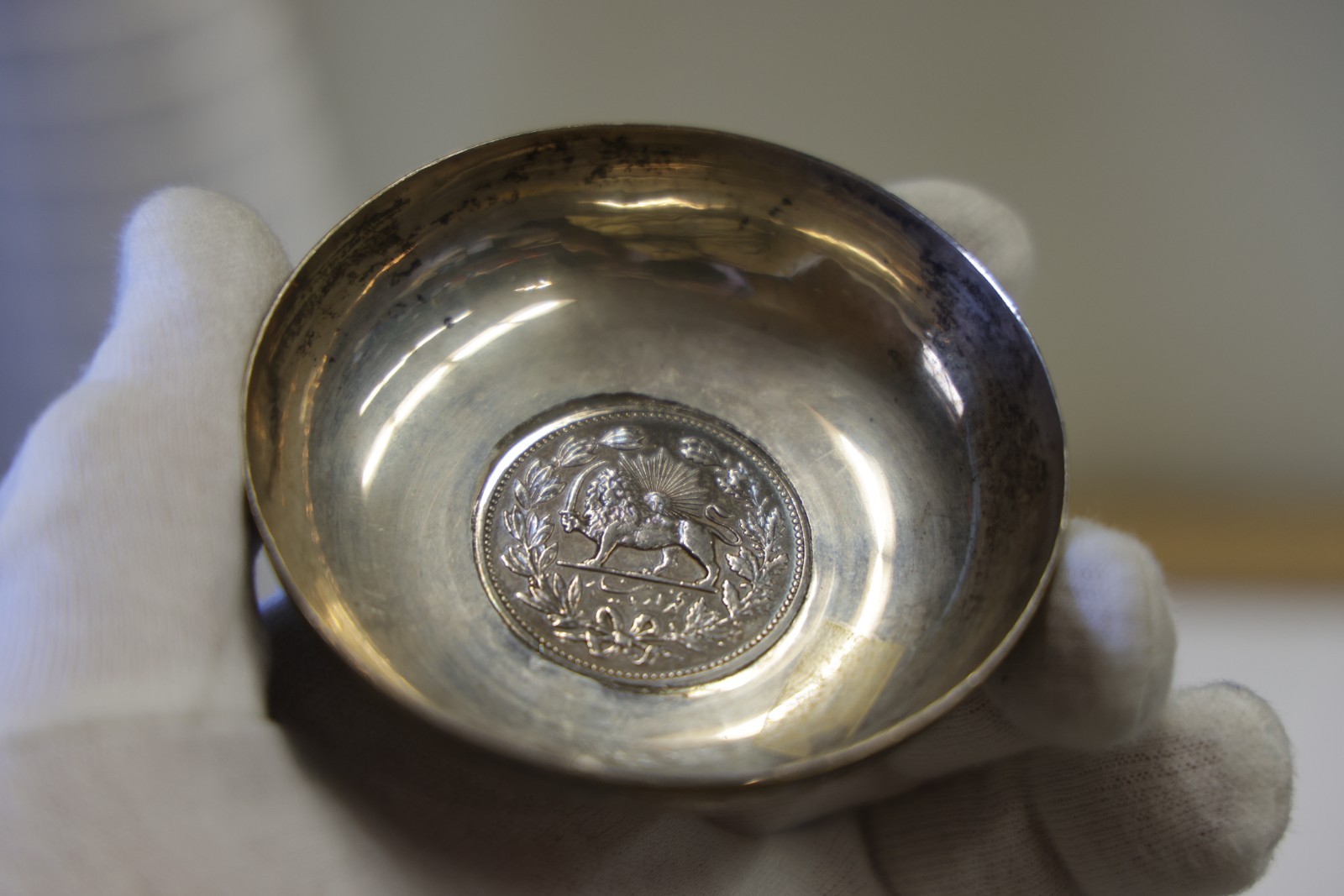Vintage Middle Eastern Silver Coin made into .900 Silver Dish 61.53 Grams