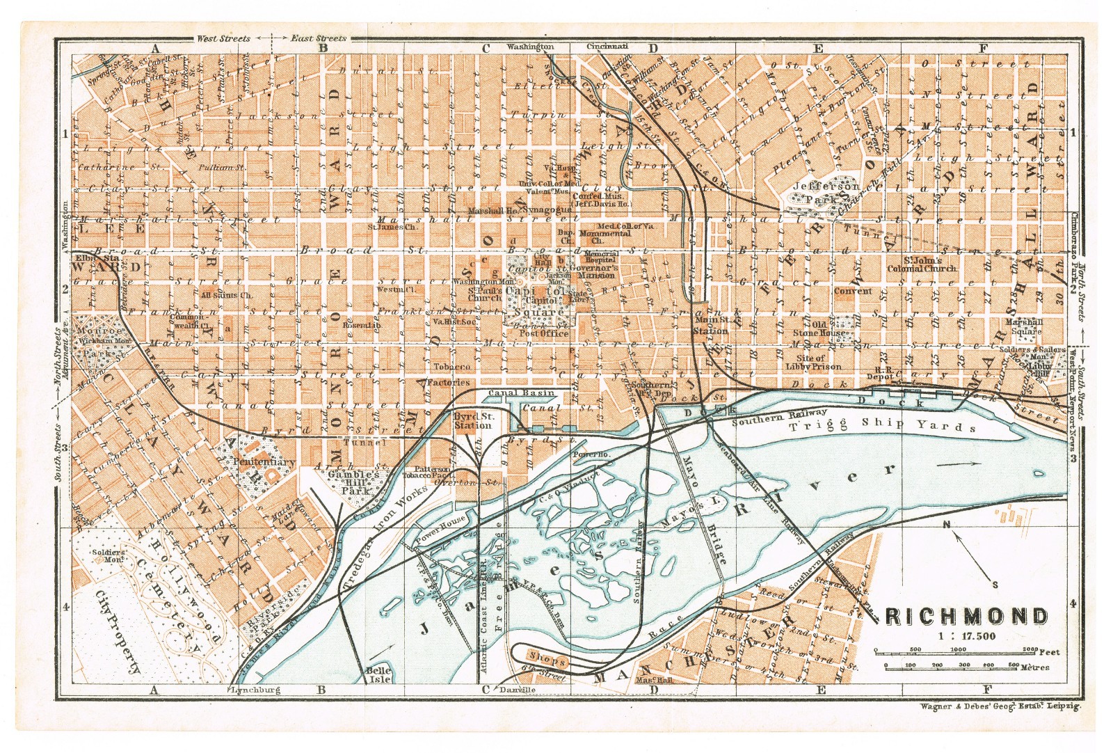 RICHMOND 1909 AUTHENTIC MAP Original Map VIRGINIA map USA