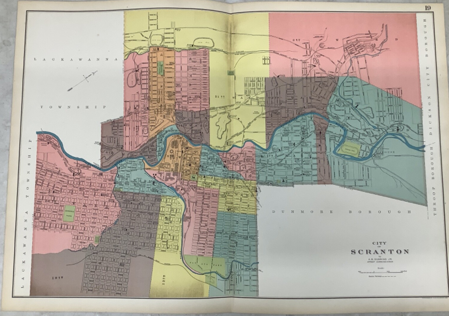 1901 Atlas Map City of Scranton Pennsylvania A. B. Dunning 19 x 27” Joseph Bien
