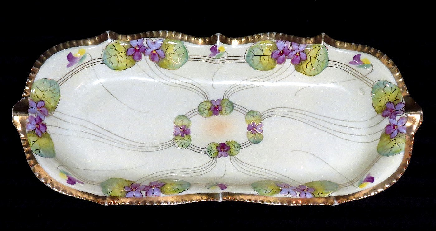 Prussia Rudolstadt Celery Relish Dish Antique Germany Porcelain Hand Painted
