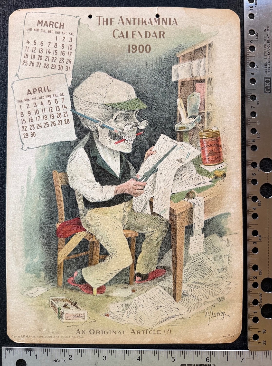 1900 Antikamnia Authentic Calendar Page – March April Title An Original Article