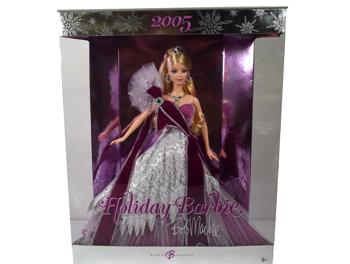 Vintage 2005 Holiday Barbie Doll Bob Mackie Purple Sealed Package Excellent