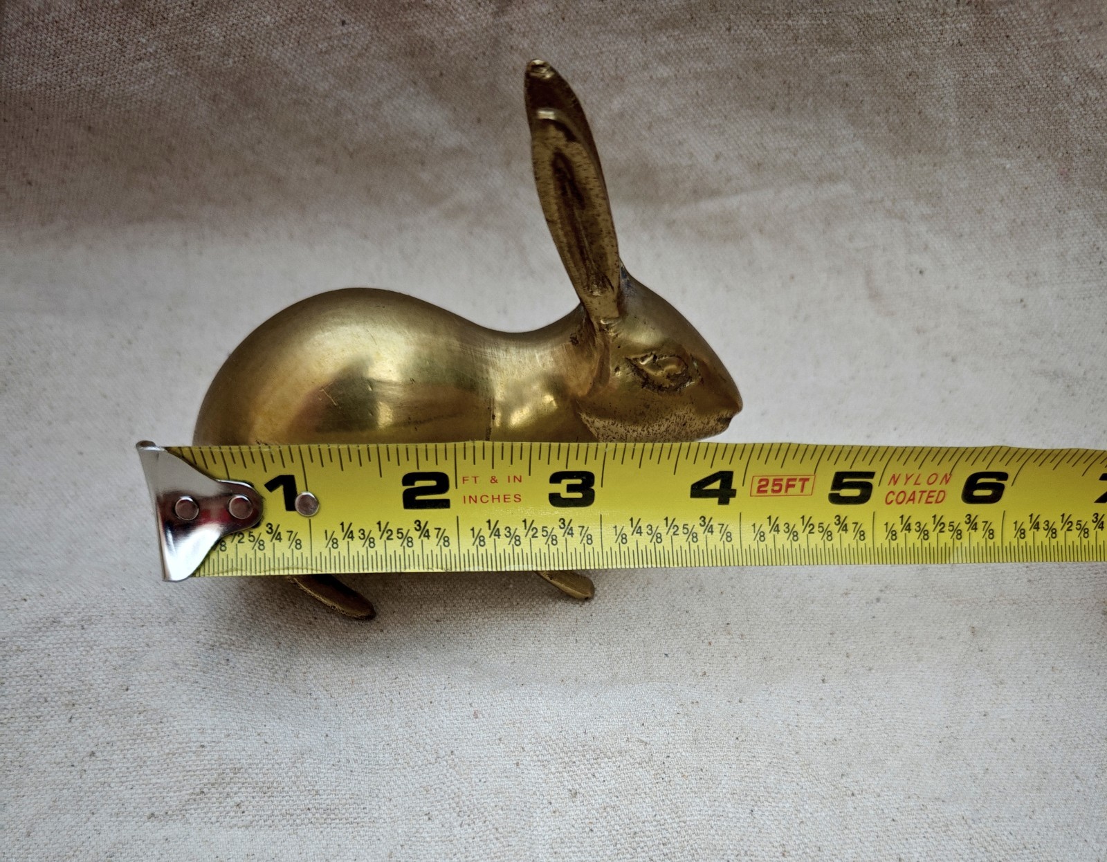 Vintage Brass Rabbit Bunny Figurine Sculpture 5″ Solid Heavy Cottontail Decor