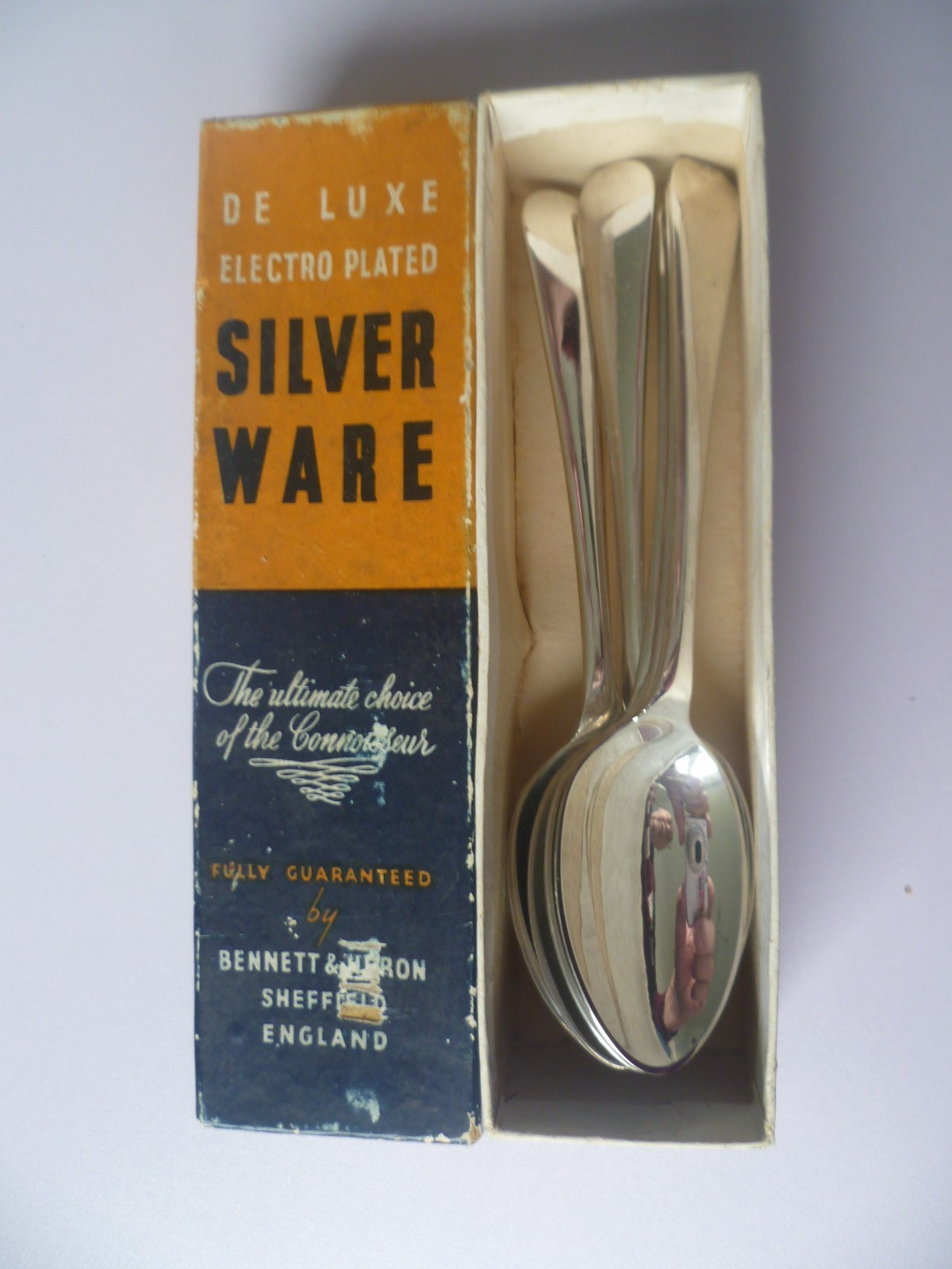 Antique / Unused ‘Bennett & Heron’ Six ‘Old English’ Silver Plated Teaspoons