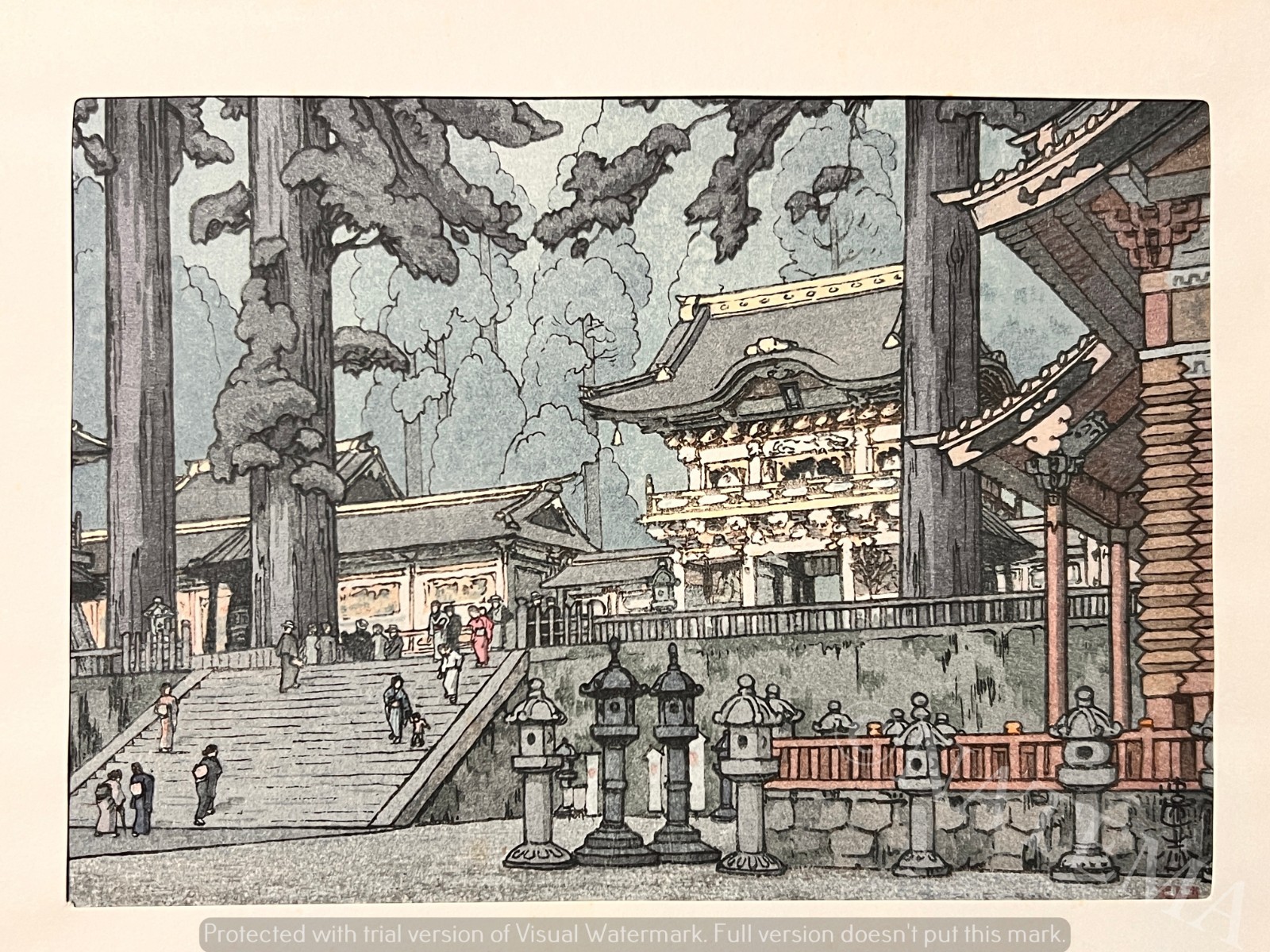Toshi Yoshida original woodblock print “Nikko” signed 1940 Shin Hanga