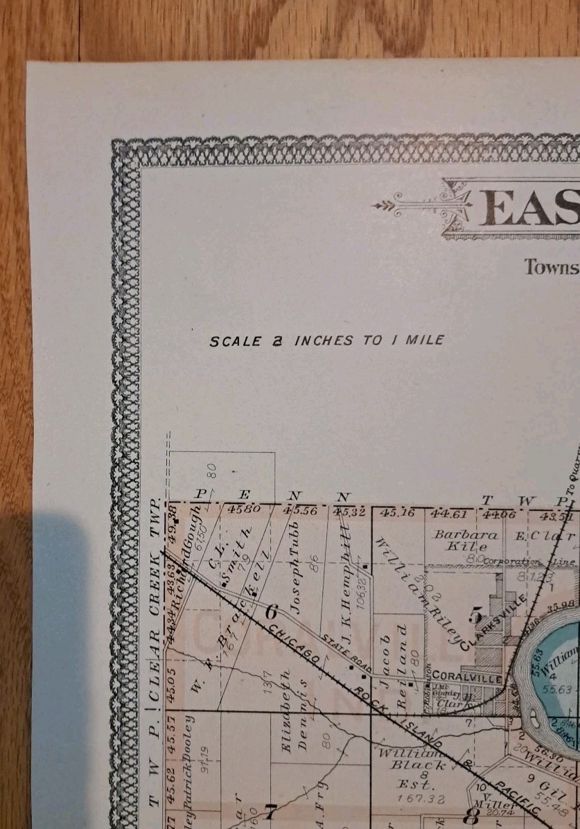 1900 Map of Iowa City IA Towships 79 & 80 East West Lucas Antique 17 x 15″ NICE