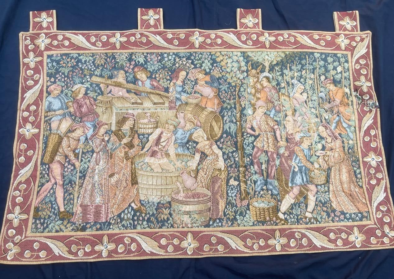 Vintage French Tapestry Wall Hanging Home Decor Tapestry 36 x 23 inches