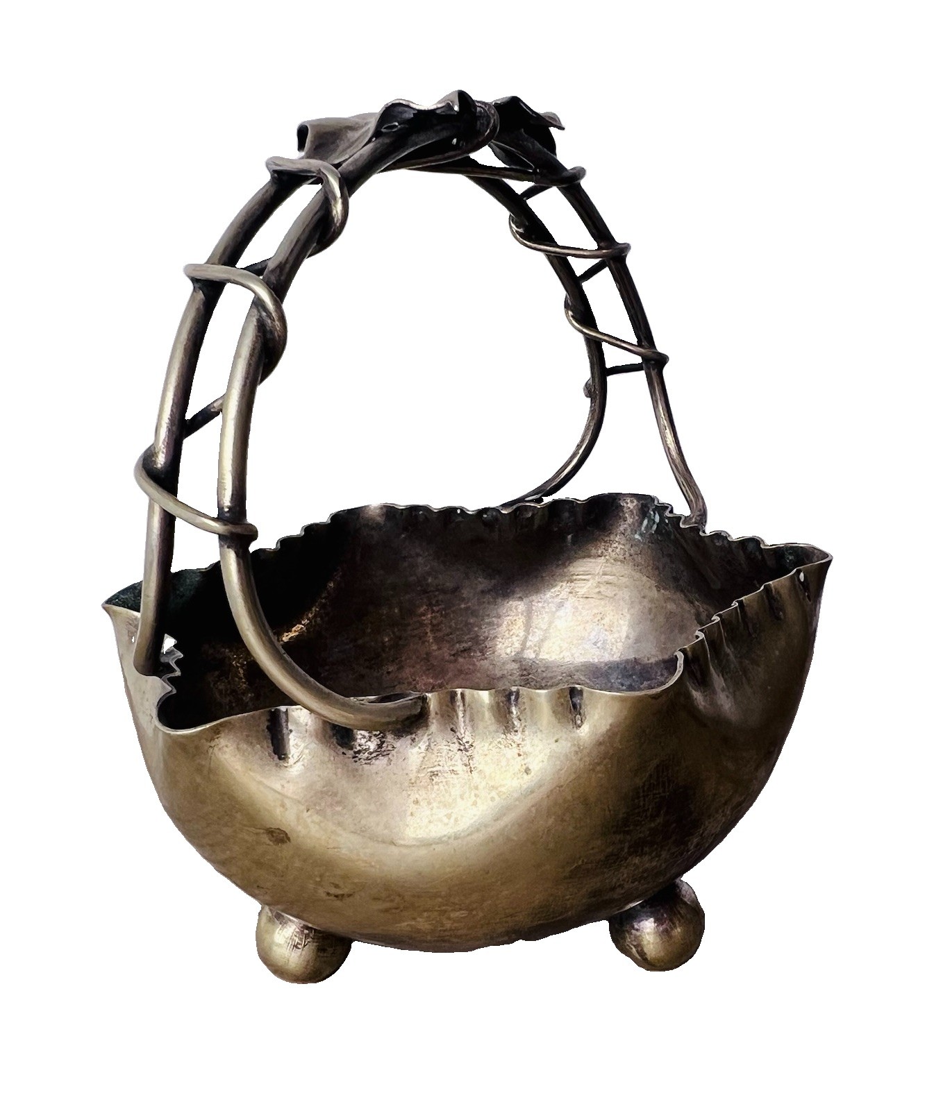 Antique Style Silver Plated Sugar Bowl Ornate Floral Handle Claw And Ball Footed