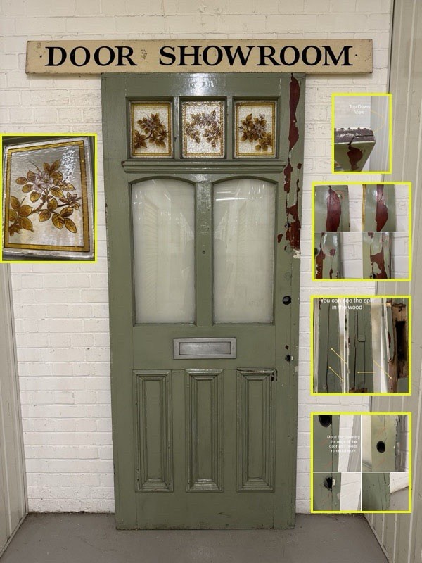 Reclaimed Old Victorian Edwardian Stained Glass Door 2205 2193 2200 x 910mm