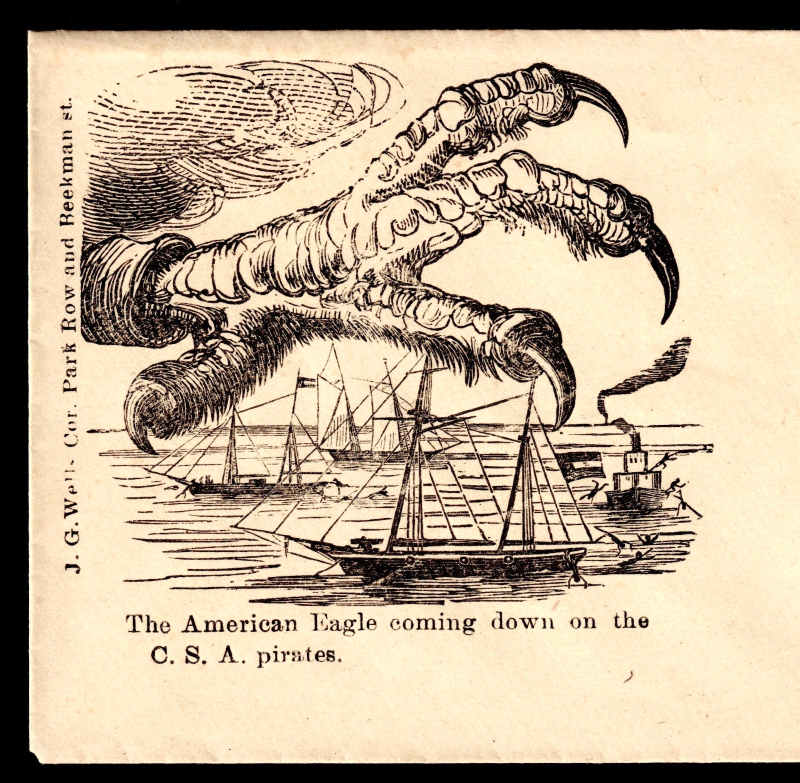 Civil War 1860’s The American Eagle Coming Down On C.S.A. Pirates Cover SR.cc.AE