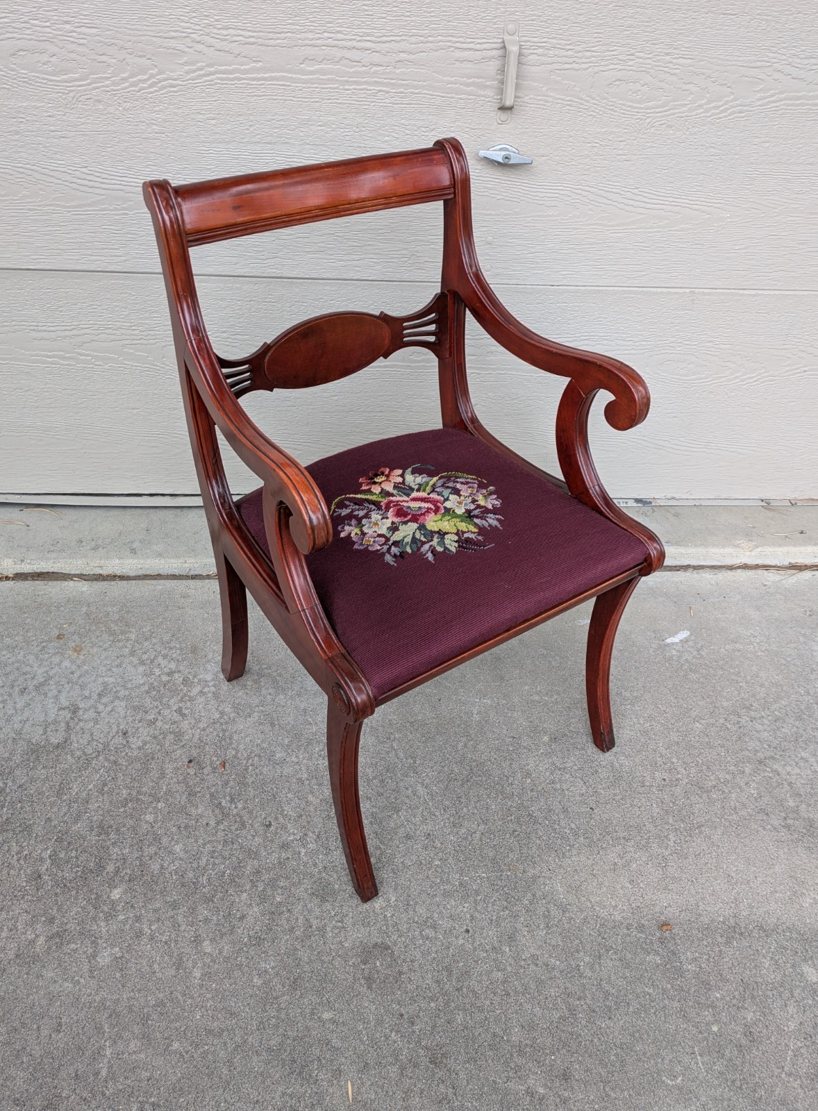 Antique JB Van Sciver Victorian Mahogany Needlepoint Parlor Chair Duncan Phyfe A
