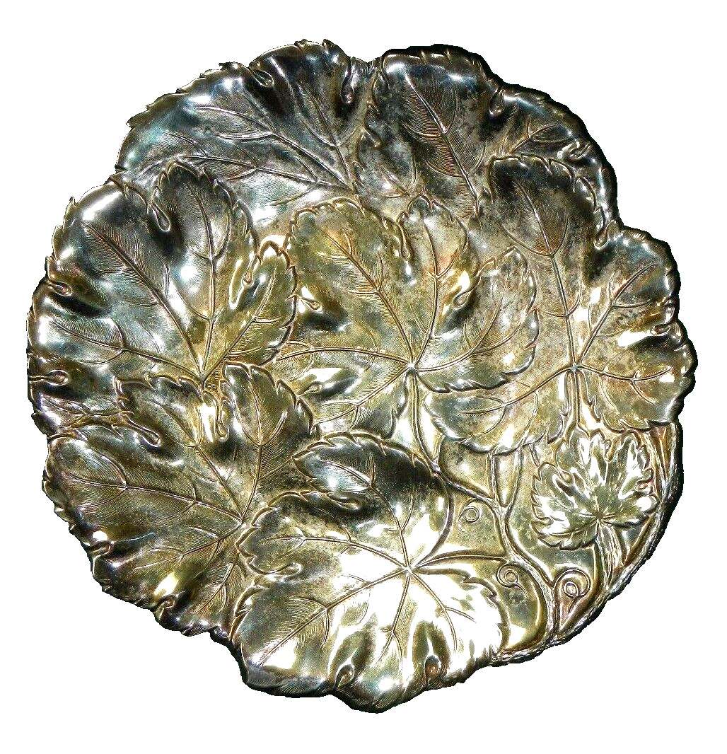 Ranleigh Silverplate Tray/Candy or Nut Dish, Grape leaf Pattern, Display Piece