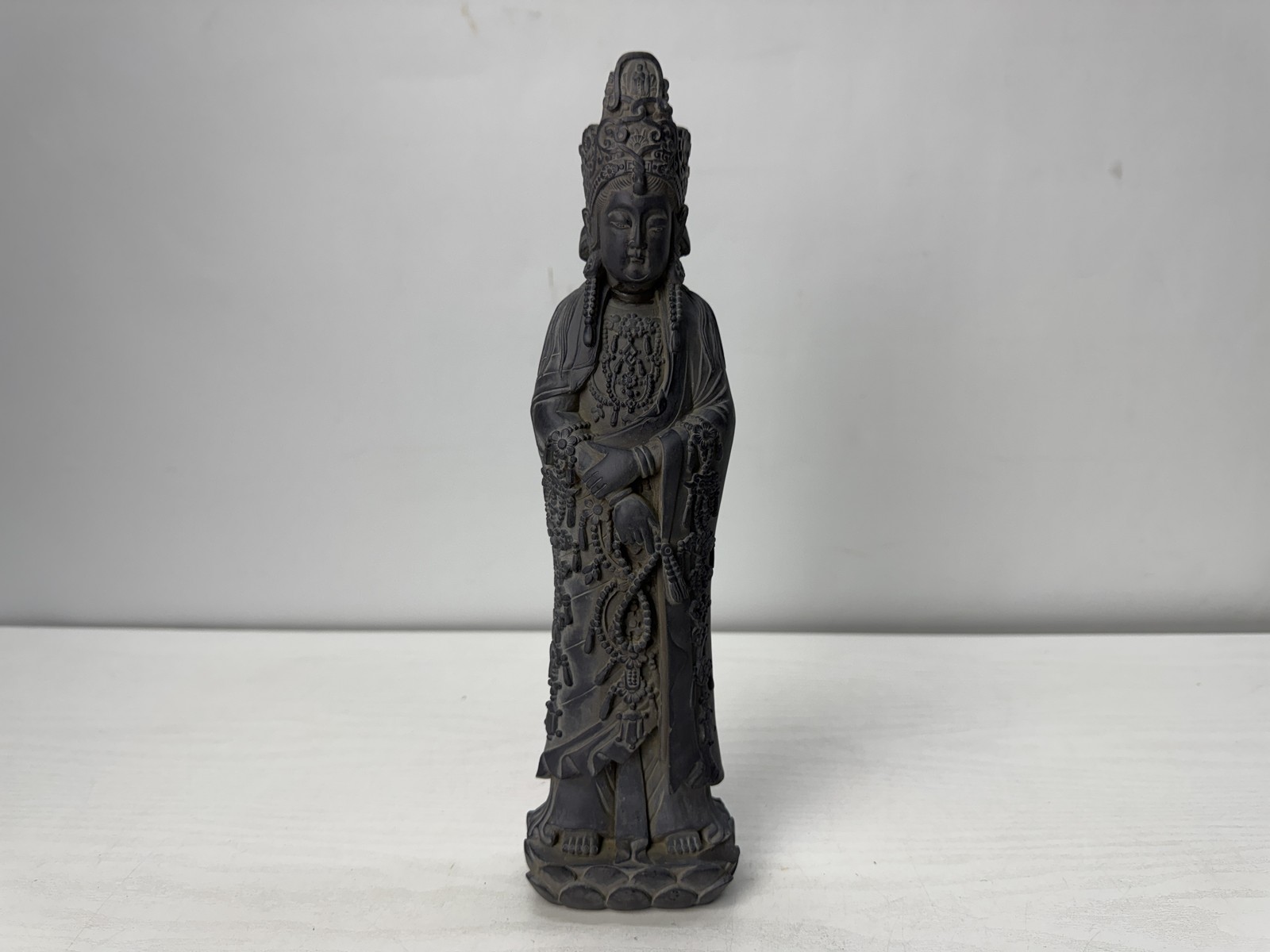 Y10482 STATUE stone sculpture Kannon Buddhist figure Japan antique interior