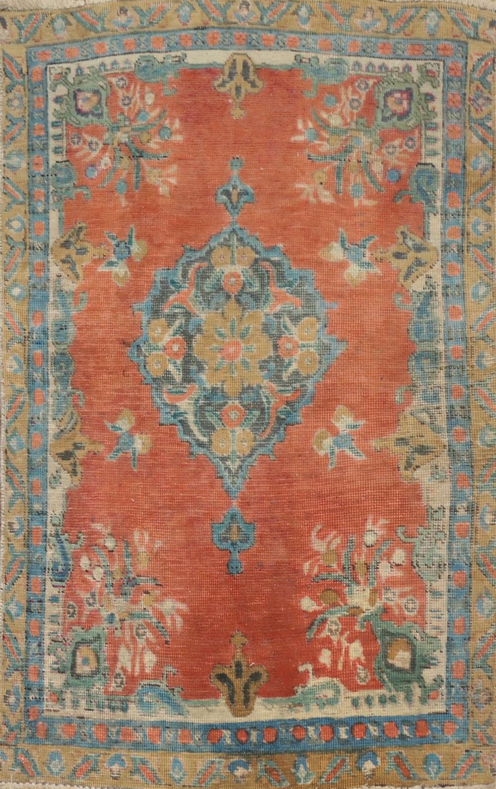 Vintage Over-Dyed Rust Wool Hand-knotted Traditional Foyer Rug 3×4 Accent Carpet