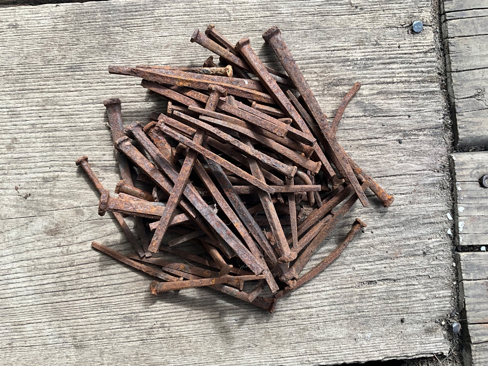 2 Lbs Vintage Square Head Nails 3,4 and 5 inch Lot Rustic antique