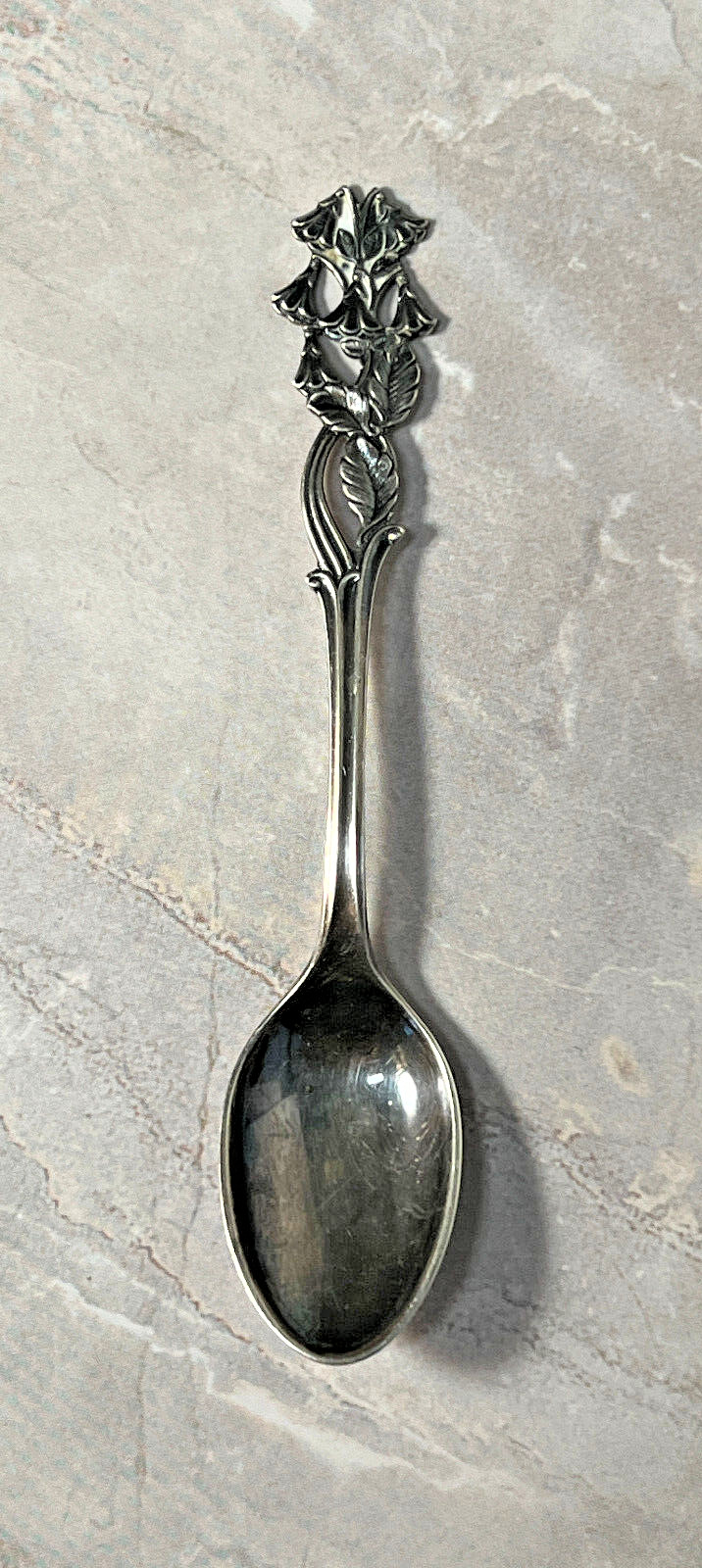 Antique 830S Silver 4″ Flora Spoon