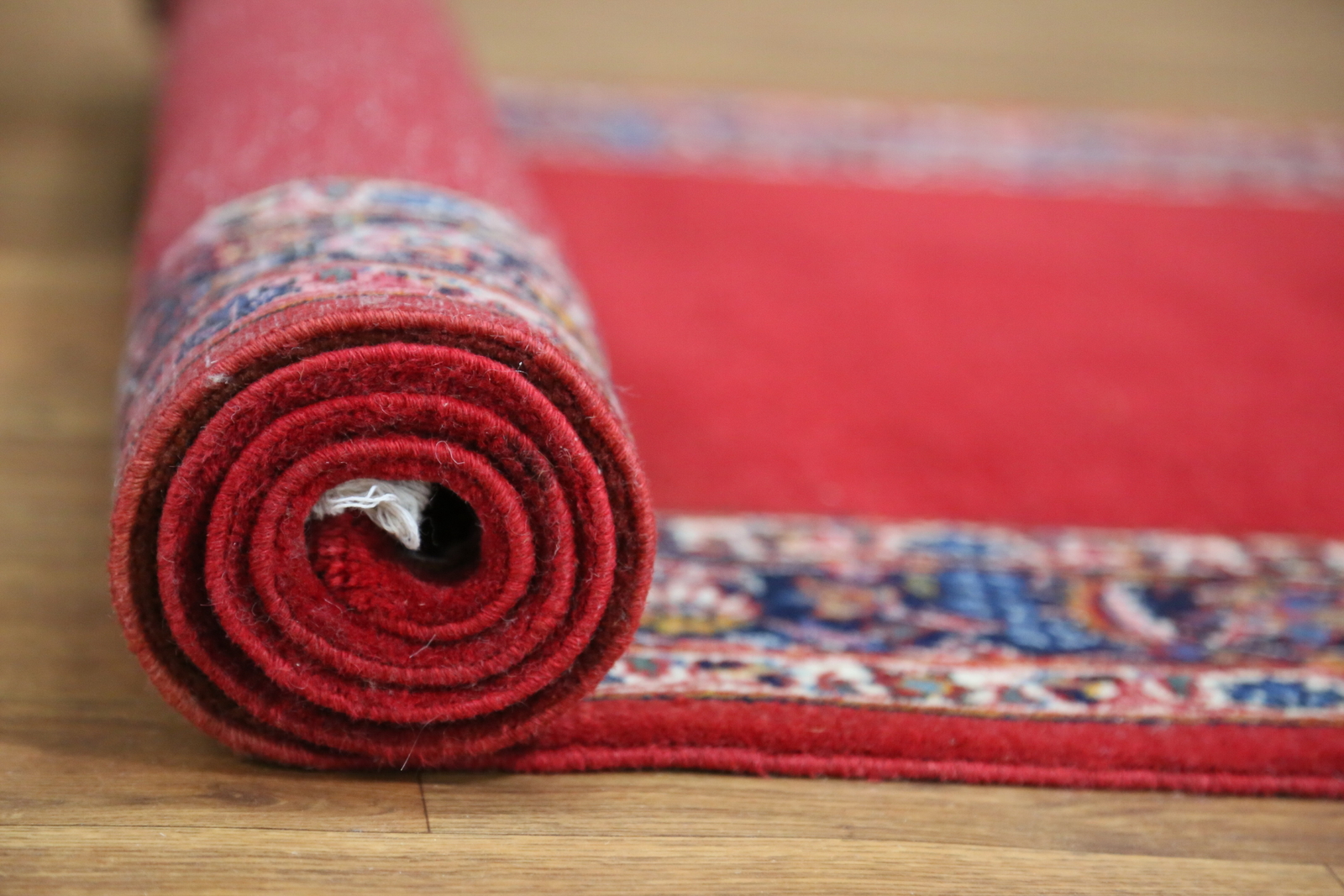 Vegetable Dye Red Solid Kashaan Narrow/ Long Runner Rug 3×33 Hand-made Carpet