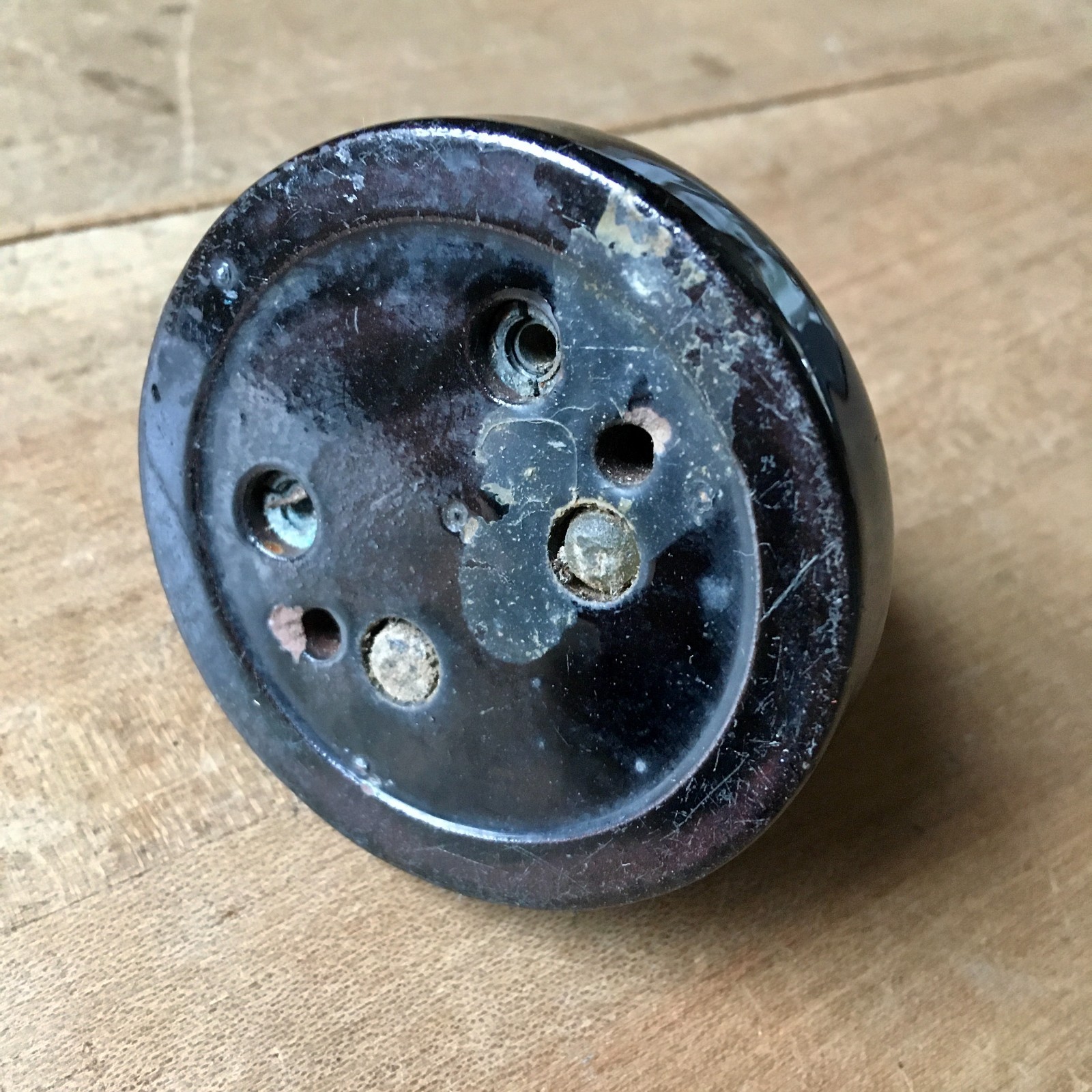 Antique Dolly Toggle Light Switch EDWARDIAN Old Brass Bronze Patina – 2 1/2″