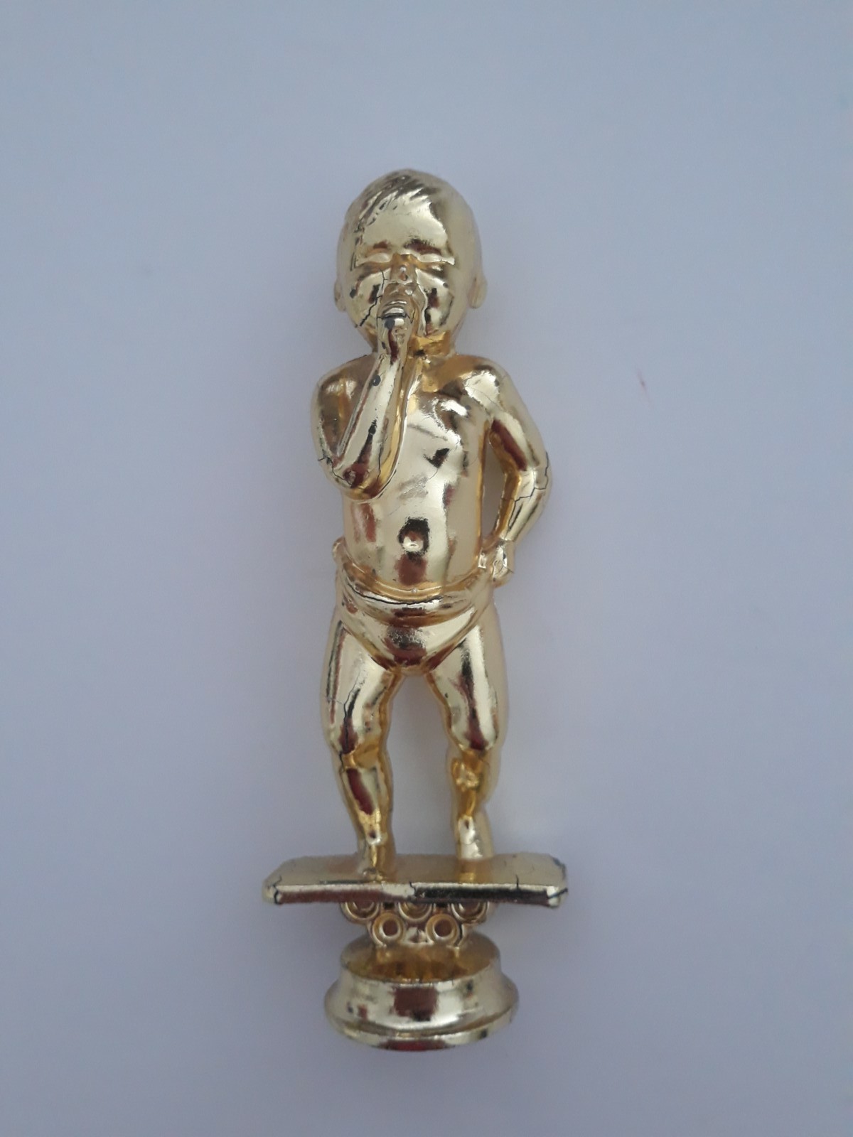 Vintage Gold Metal Baby Trophy Topper Figure 6″ 1980s Heavy Rare As Shown