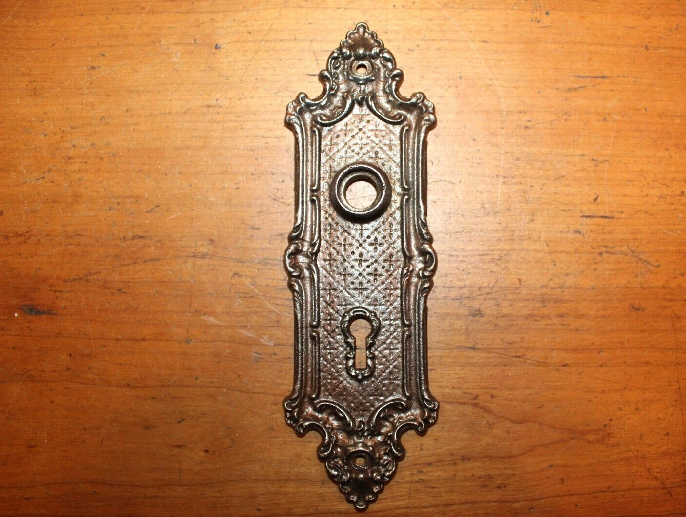 Victorian Copper over Cast Iron Escutcheon by Yale & Towne G-12210 C:1900 C-28