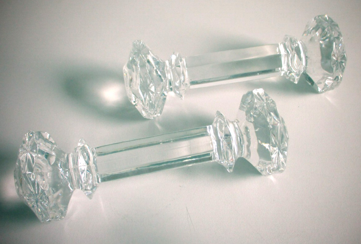 Pair of Crystal Faceted Bar Bell Knife Rests