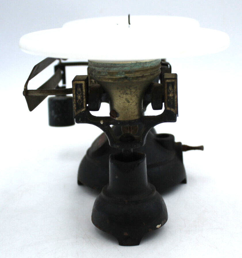 Vintage OHAUS Balance Scale Double Beam Porcelain/Milk Glass Pans Rare 2 Kilo