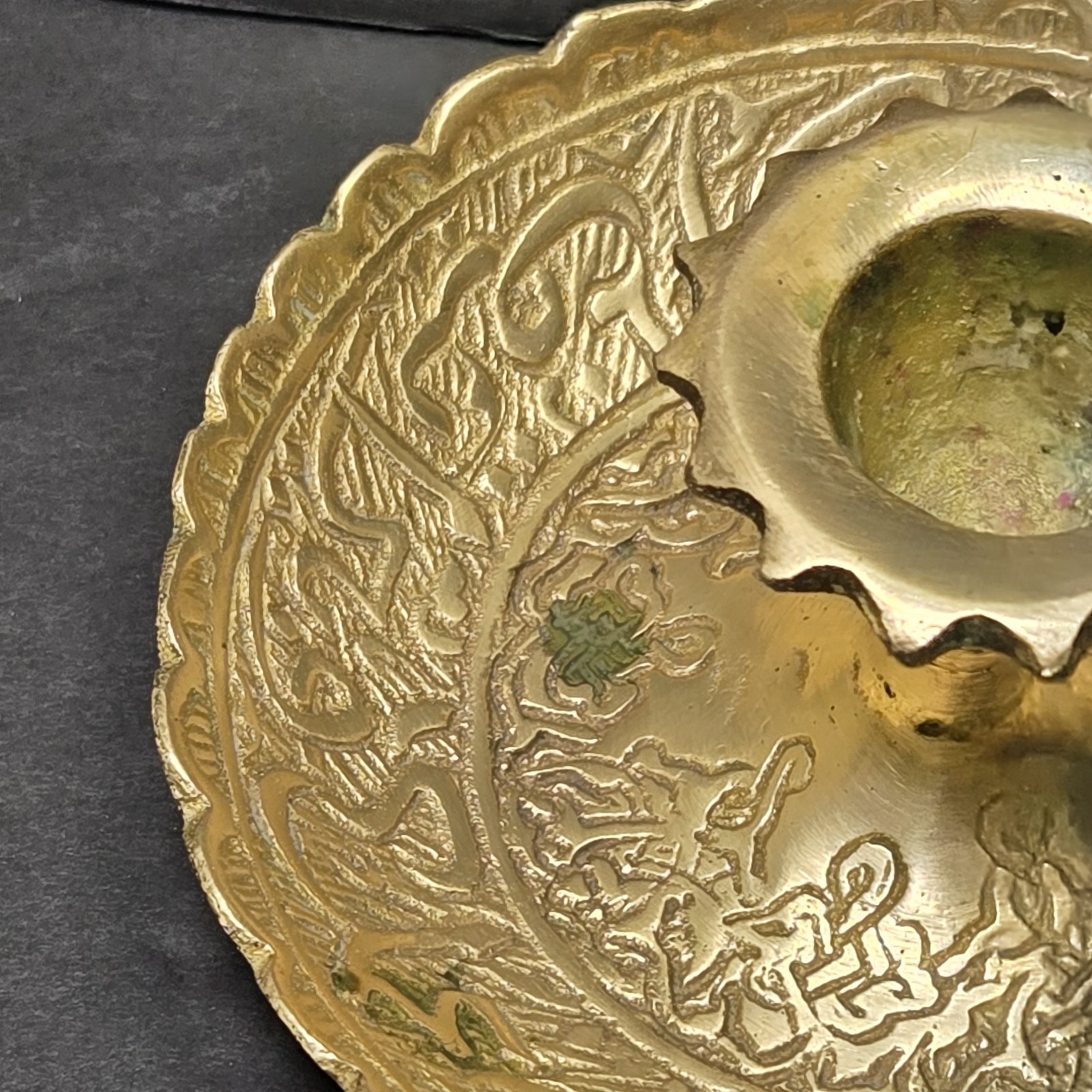 Islamic Antique Solid Brass Candle Holder Damascus Arabic Ornate Decor