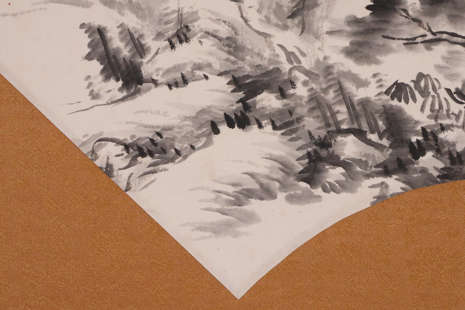 Japanese Hanging Scroll Hand Painted ‘Fan-Shaped Ink Landscape’ KAKEJIKU Sekisho