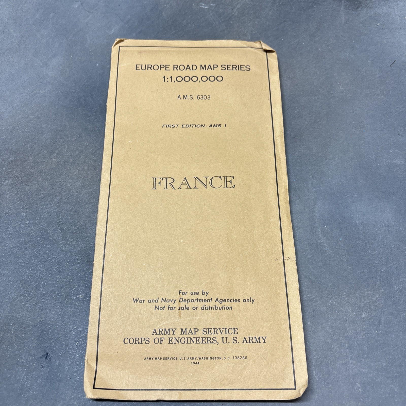 WWII Europe Road Map Series 1944 FRANCE First Edition – AMS 1