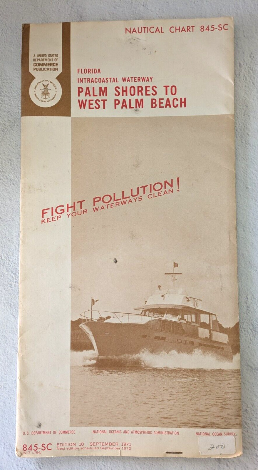 1971 Nautical Charts Palm Shores to West Palm Beach to Miami 845-SC