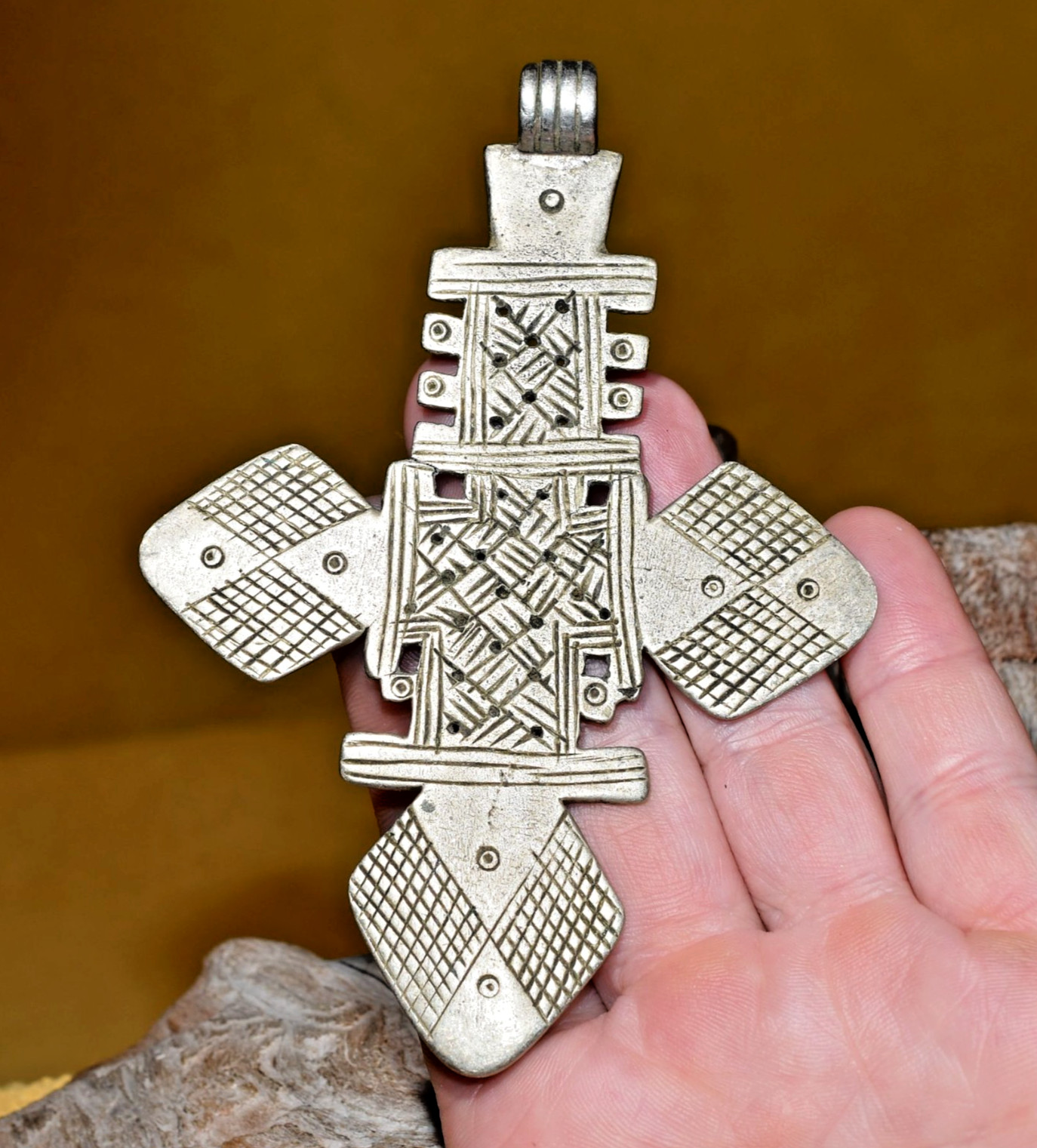 Large Antique Ethiopian Coptic Christian Church Cross Pendant African Amulet