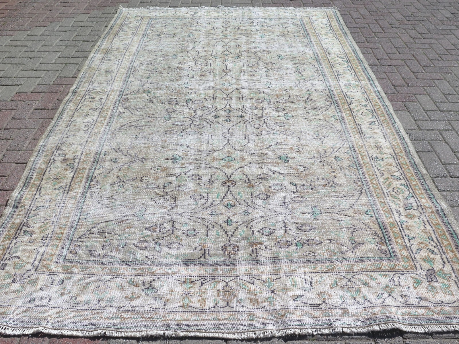Area Rugs, Turkish Rug, Modern Rug, Vintage Rug, Distressed Wool Carpet 80″x124″