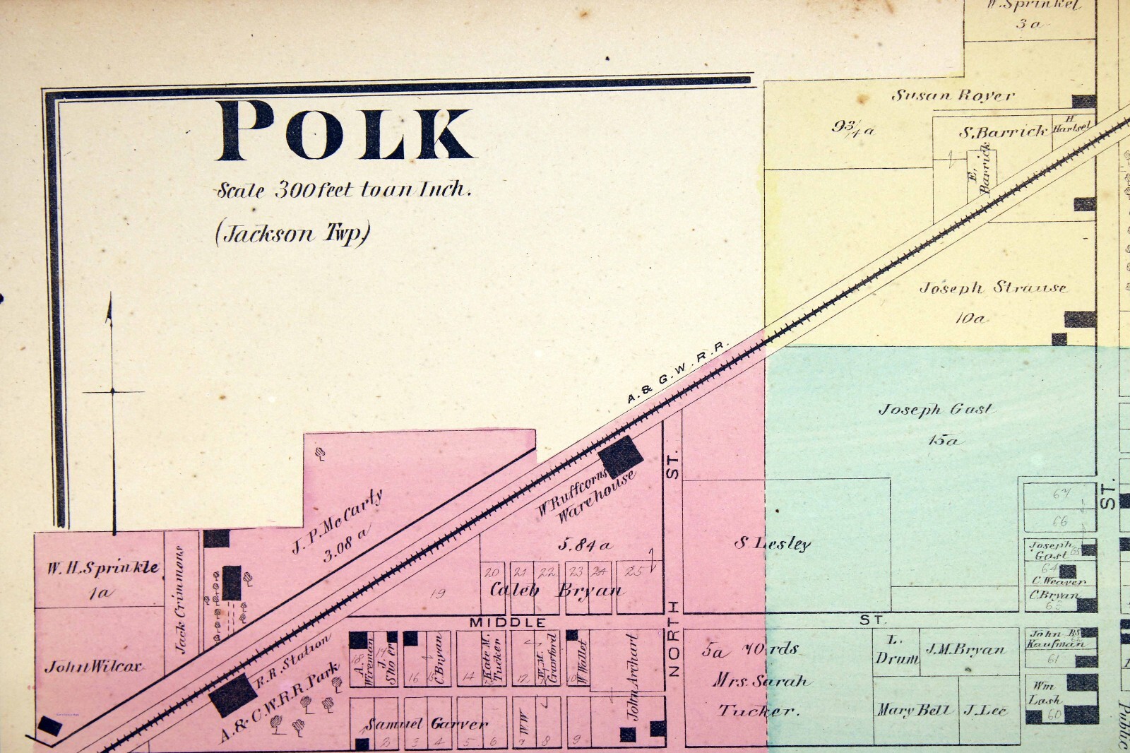 1874 Plat Map Village of Jeromeville and Town of Polk Ashland County Ohio
