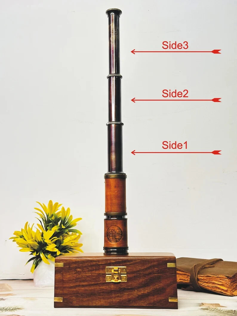 Marine Nautical Antique Solid Brass Pirate Spyglass Telescope 16 ” in Wooden Box