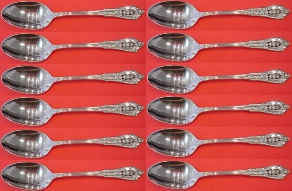 Rose Point by Wallace Sterling Silver Teaspoons 6″ Set of 12