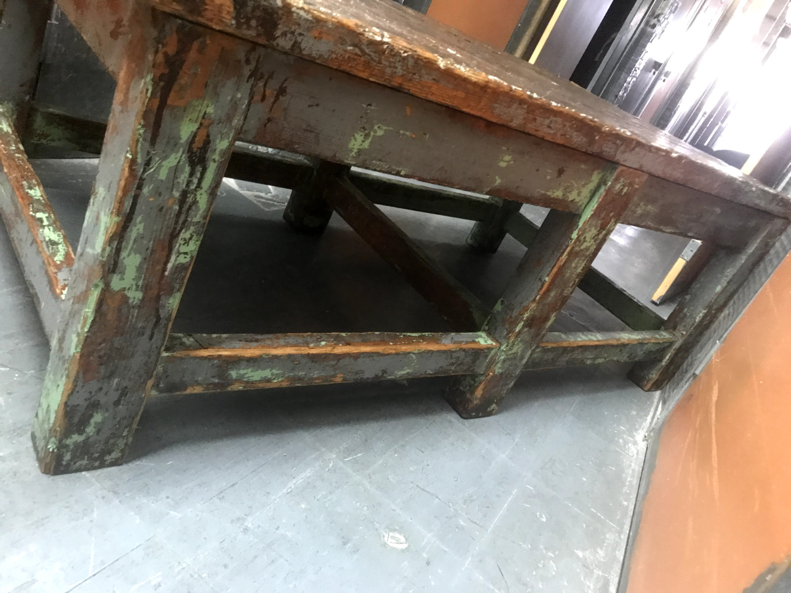 ANTIQUE 1930s/40s WORK COFFEE TABLE SHABBY INDUSTRIAL FARM LOFT CHIC SOLID