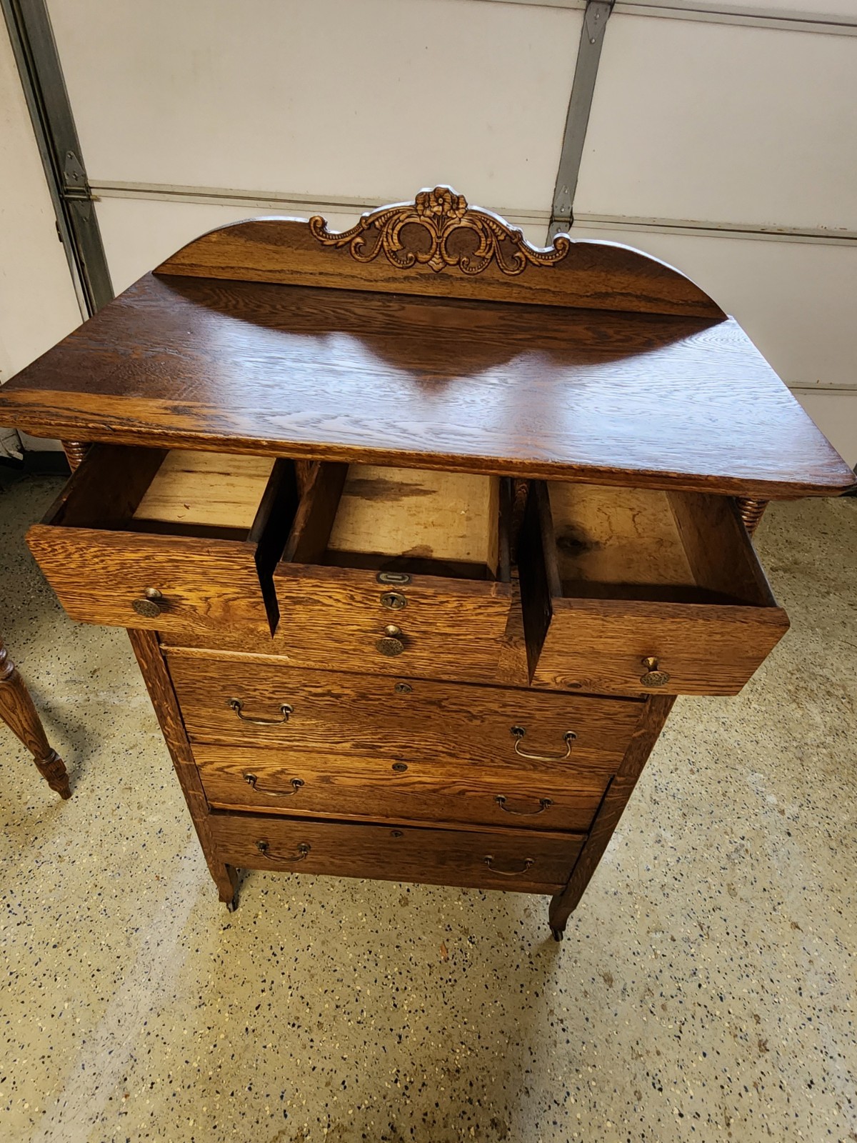 Vintage Oak Secretary, Roll Top Desk & Dresser