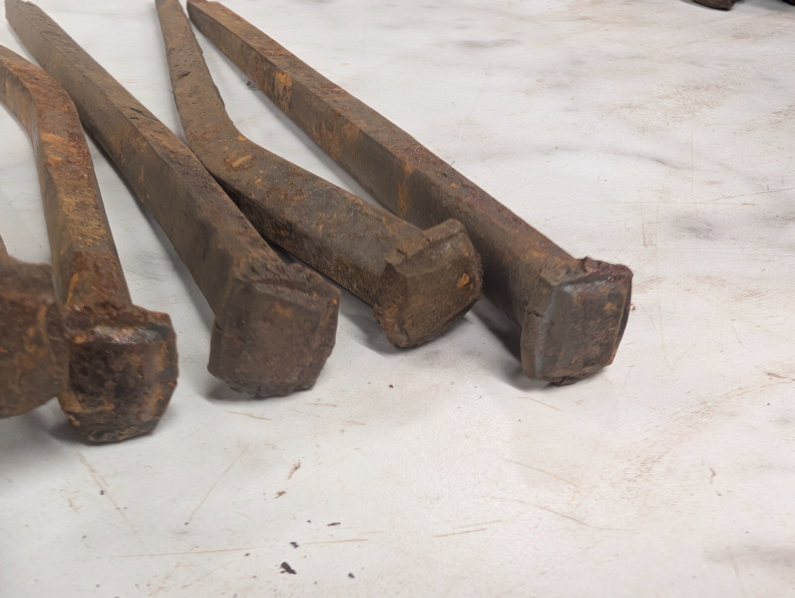 Lot QTY 5 Antique ~6″ long square cut nails Steel Iron Blacksmith DIY Metal Art