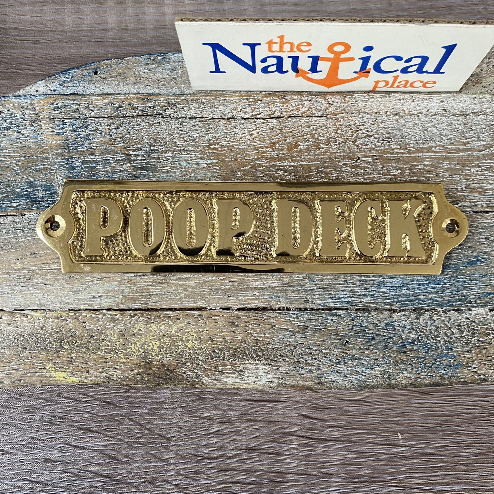 Solid Brass “Poop Deck” Door Sign – Nautical Wall Decor – Boat Cabin