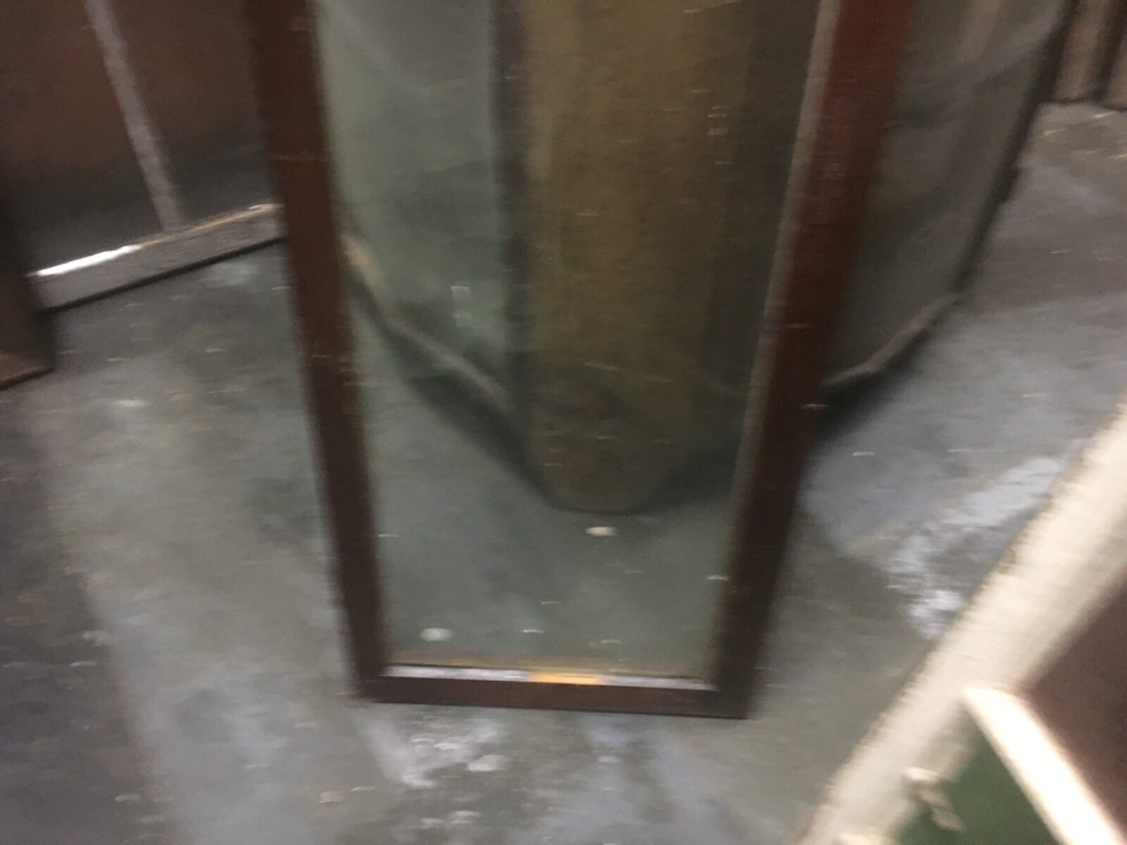 c1910-20 antique pine cabinet door – glass panels original hardware 48” x 16” w