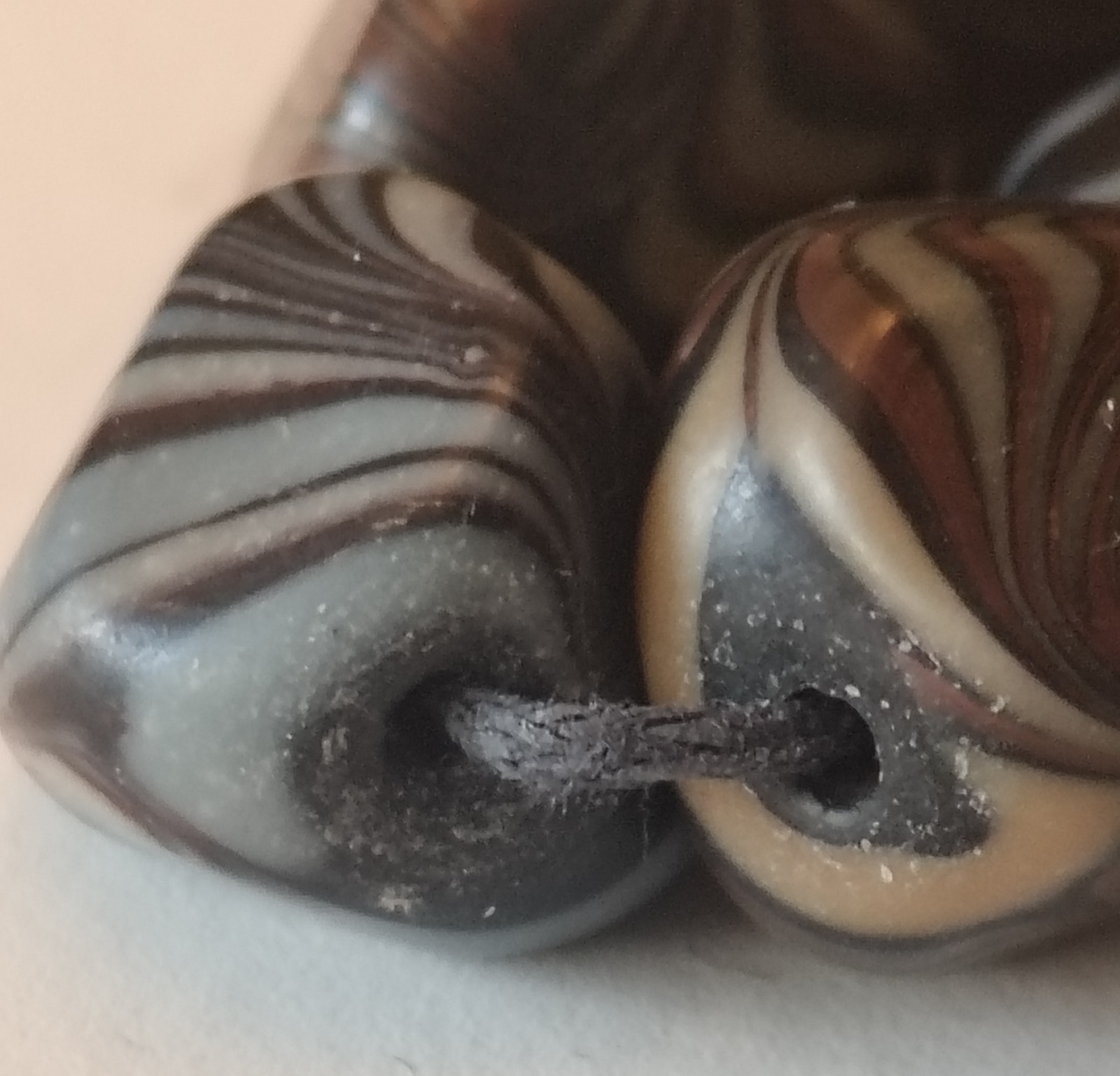 Unusual antique lamp work glass trade bead strand. 128 grams, 18 inches long.